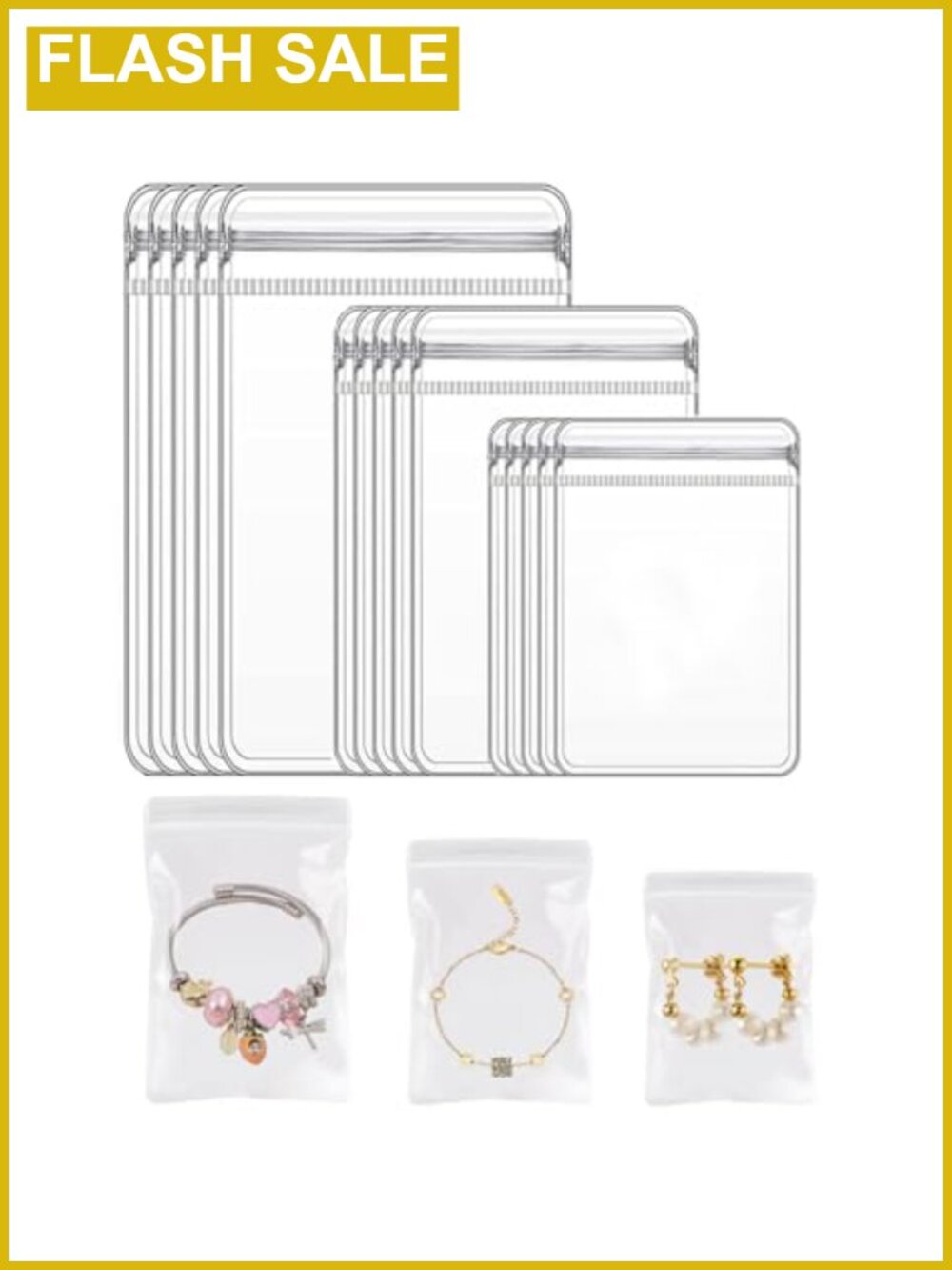 Clear PVC Jewelry Organizer Storage Bags 30pc Anti-Tarnish Travel